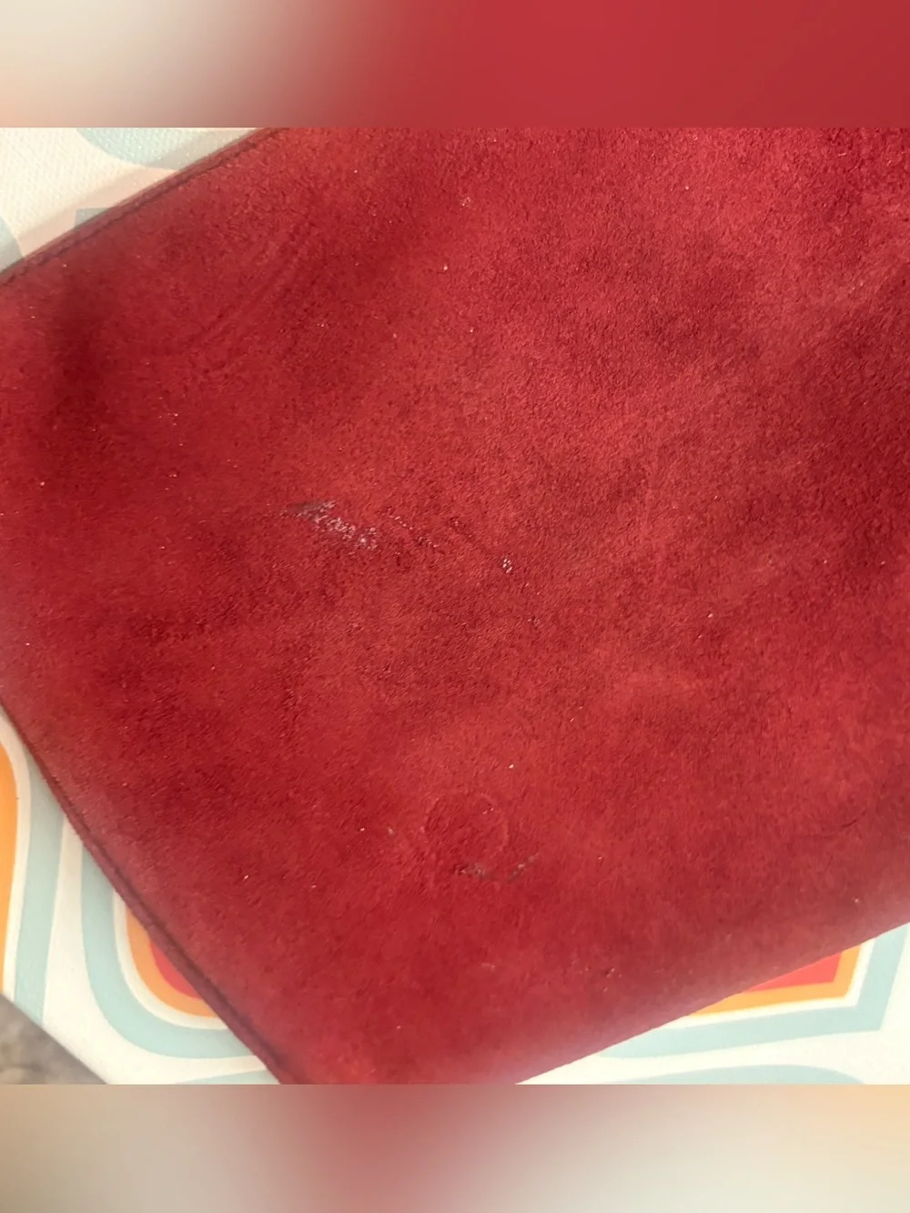 Anne Klein being Calderon Vintage Burgundy Suede Envelope Clutch